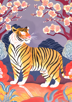 Charming Japanese Tiger Art for Kids