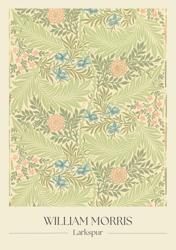 Floral and botanical print by William Morris, evoking the style of his wallpapers.