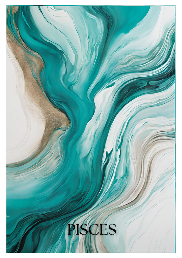 Colorful swirling abstract design representing the zodiac sign of Pisces.