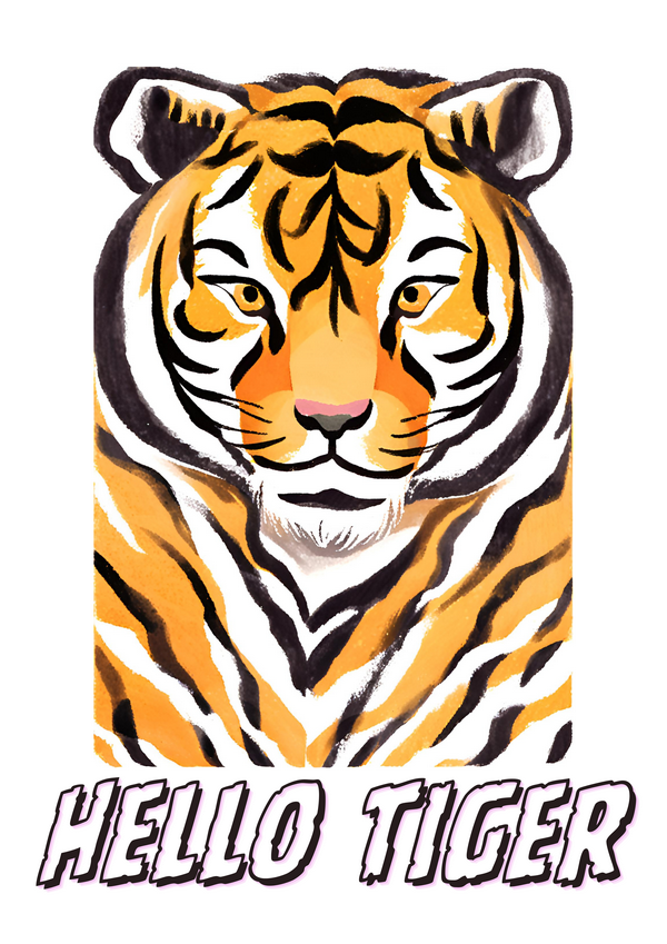 Cheerful Tiger Poster for Nursery Decoration